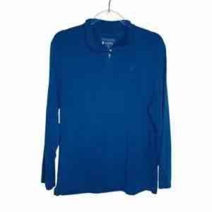 Coolibar Men Size Large Blue Sonora Quarter Zip Pullover Top Long Sleeve UPF 50+